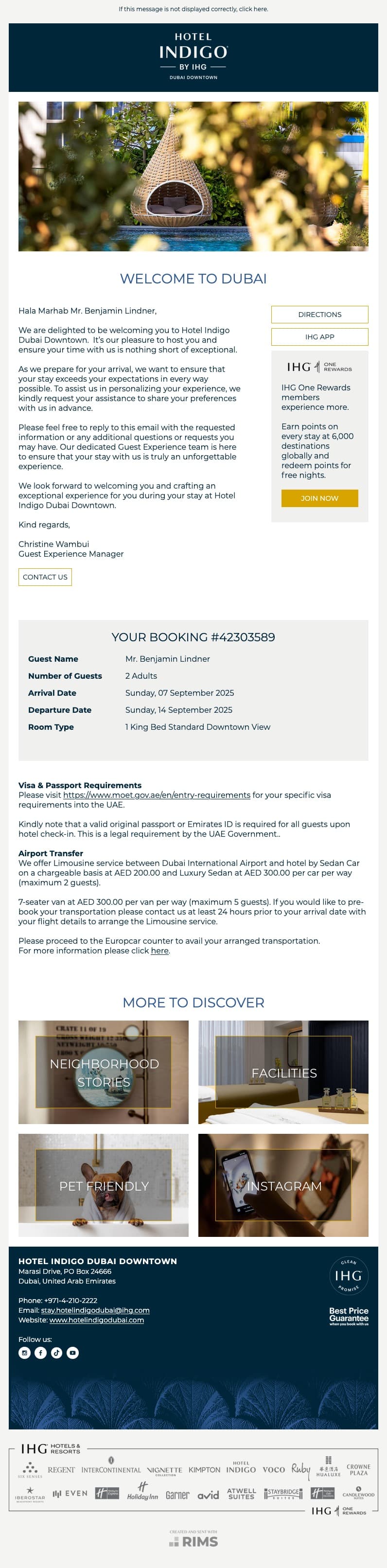 Hotel Indigo Dubai Downtown Post-Booking