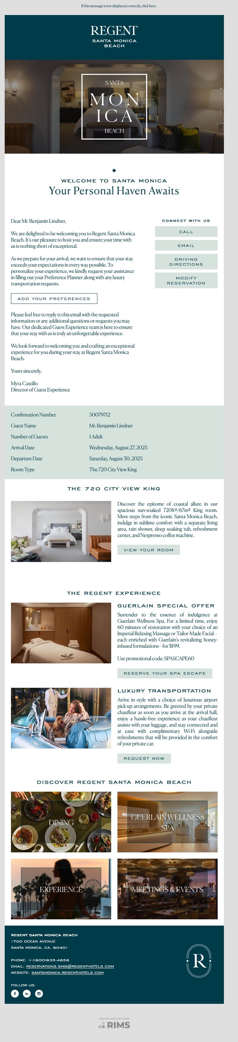 Regent Santa Monica Beach Post-Booking