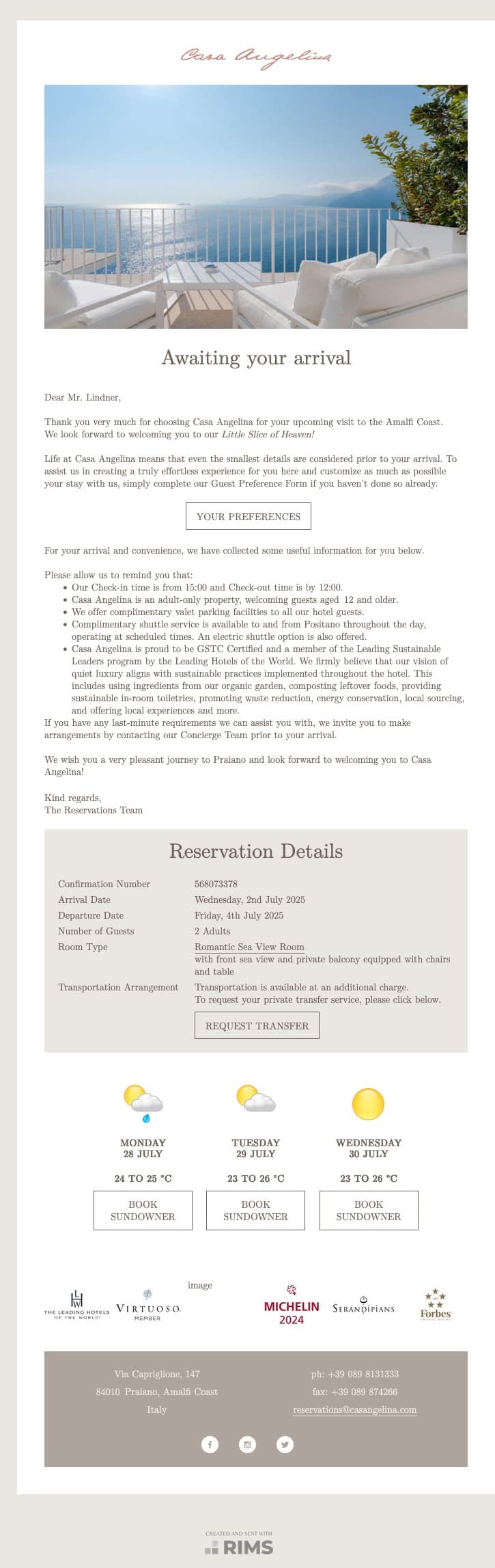 Casa Angelina Pre-Arrival