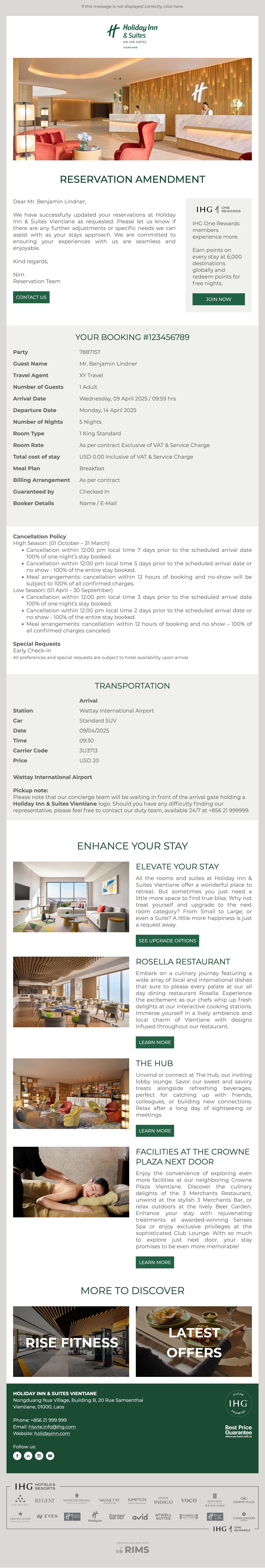 Holiday Inn & Suites Vientiane Amendment