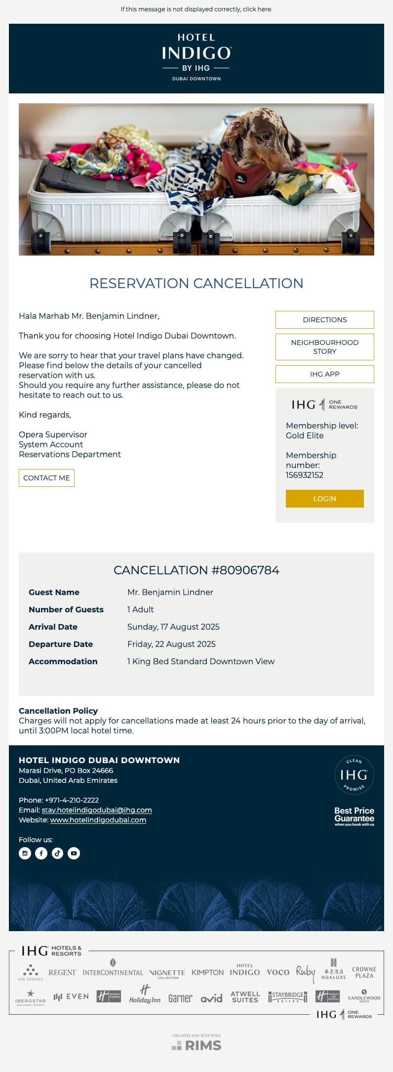 Hotel Indigo Dubai Downtown Cancellation