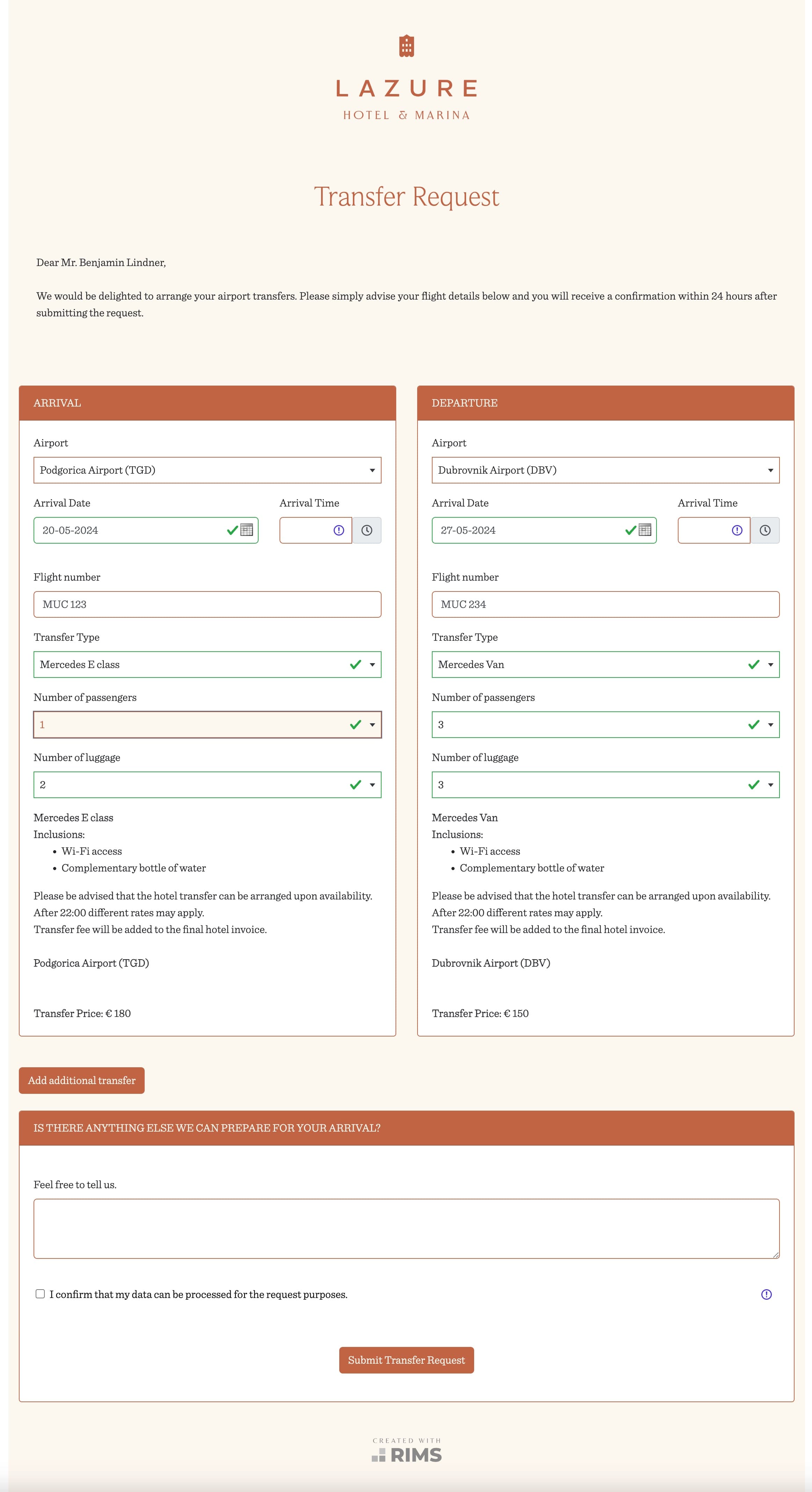 Lazure Transfer Request