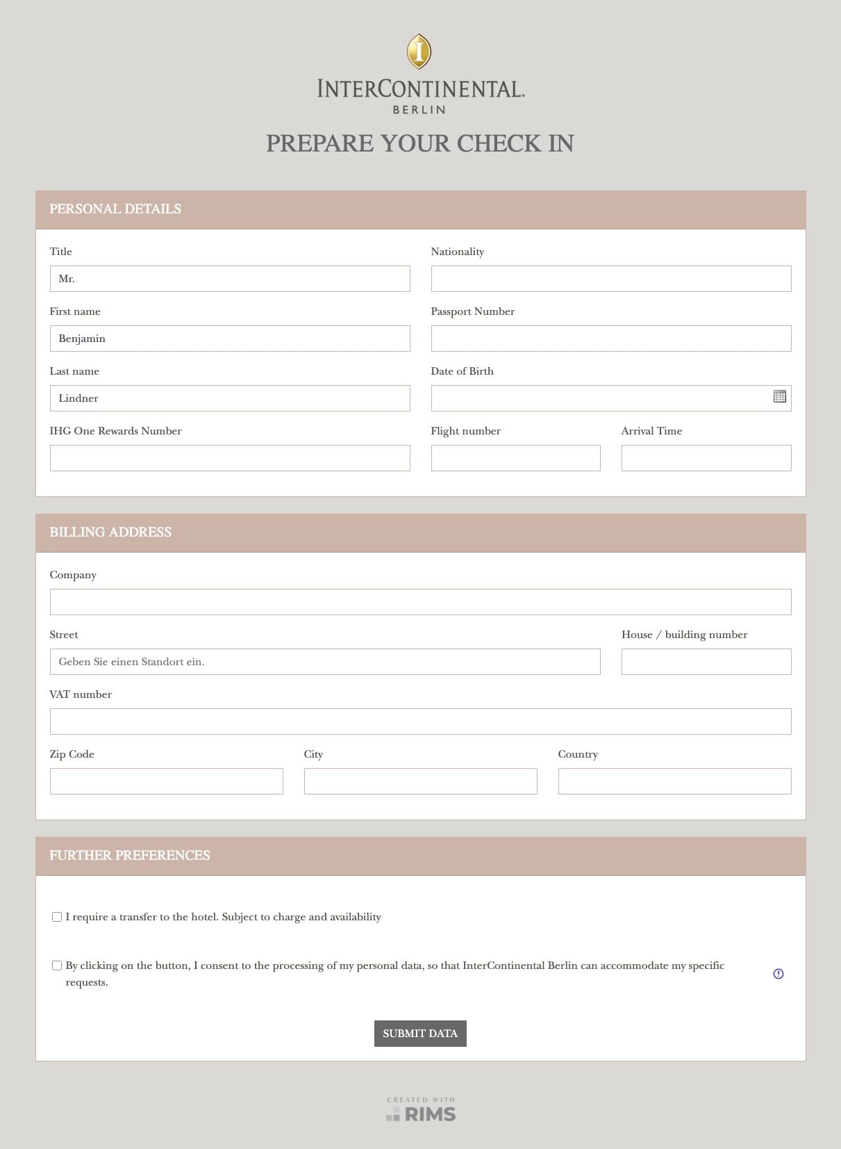 InterContinental Berlin E-Registration