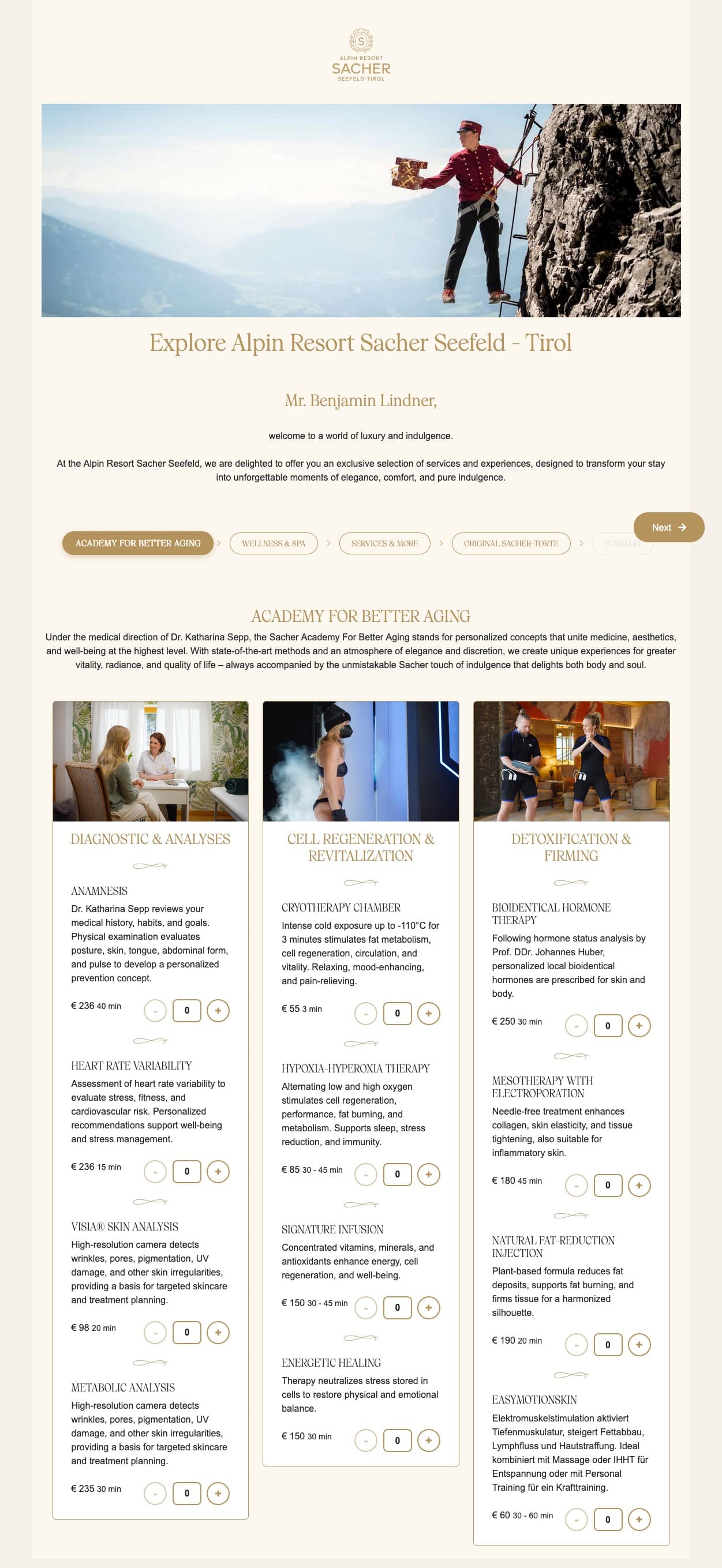 Alpin Resort Sacher Seefeld-Tirol Package Upsell