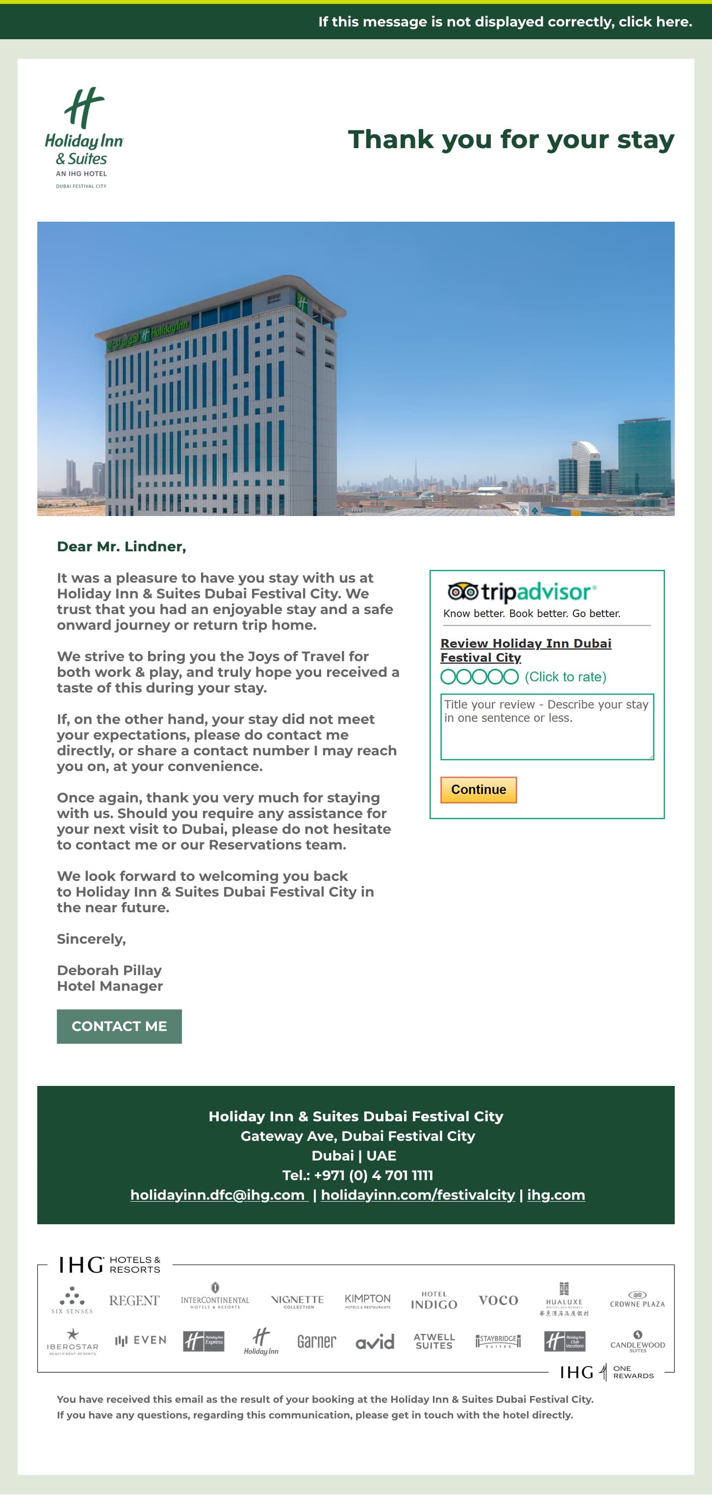 Holiday Inn & Suites Dubai Festival City Post-Stay